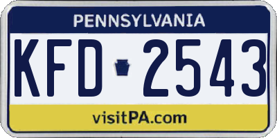 PA license plate KFD2543