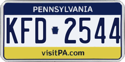 PA license plate KFD2544