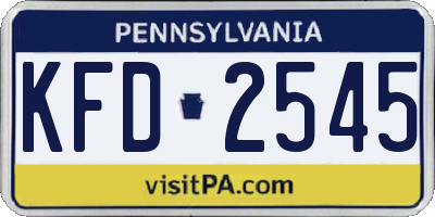 PA license plate KFD2545
