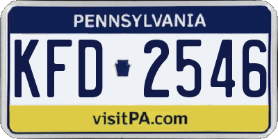 PA license plate KFD2546