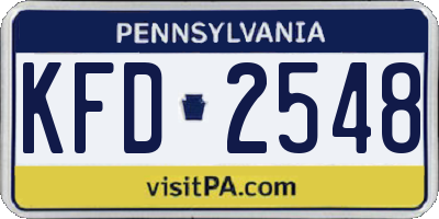PA license plate KFD2548