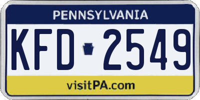 PA license plate KFD2549