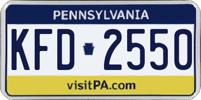 PA license plate KFD2550