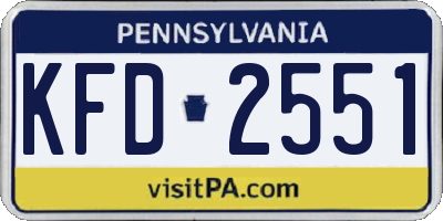 PA license plate KFD2551