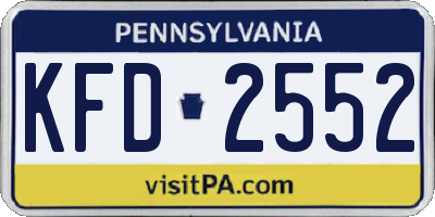 PA license plate KFD2552