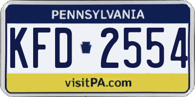 PA license plate KFD2554