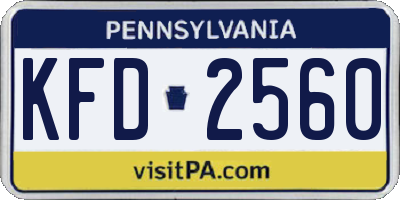 PA license plate KFD2560