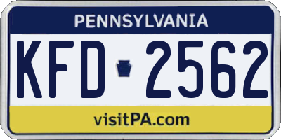 PA license plate KFD2562