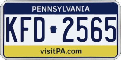 PA license plate KFD2565