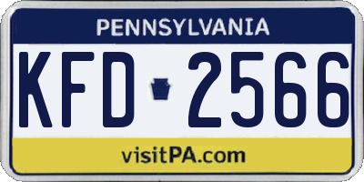 PA license plate KFD2566