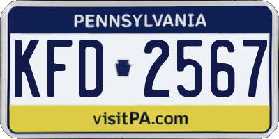 PA license plate KFD2567