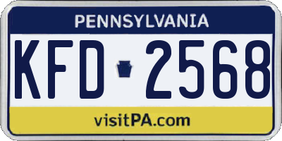 PA license plate KFD2568