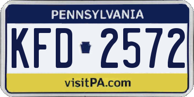 PA license plate KFD2572