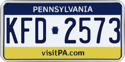 PA license plate KFD2573