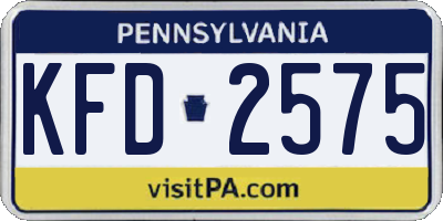 PA license plate KFD2575