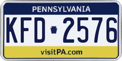 PA license plate KFD2576