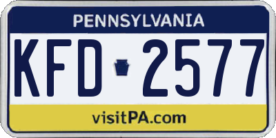 PA license plate KFD2577