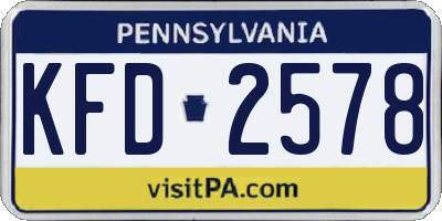 PA license plate KFD2578