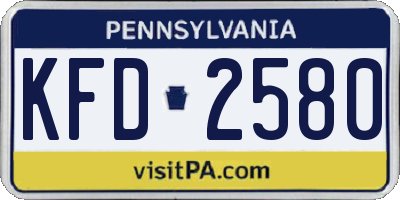 PA license plate KFD2580