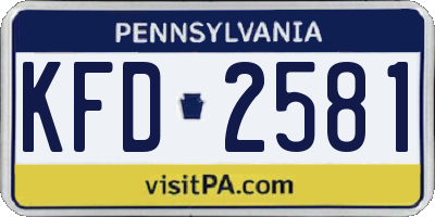 PA license plate KFD2581