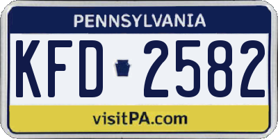 PA license plate KFD2582