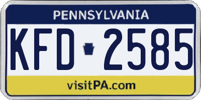 PA license plate KFD2585