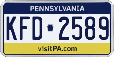 PA license plate KFD2589