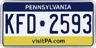 PA license plate KFD2593