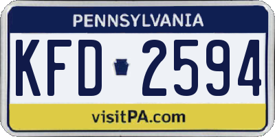 PA license plate KFD2594