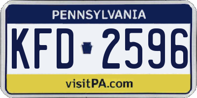 PA license plate KFD2596