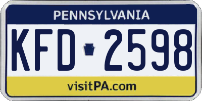 PA license plate KFD2598