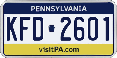 PA license plate KFD2601