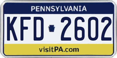 PA license plate KFD2602