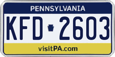 PA license plate KFD2603