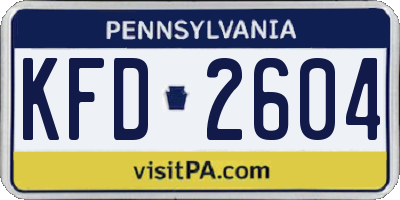 PA license plate KFD2604