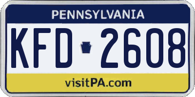PA license plate KFD2608