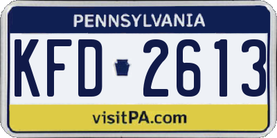 PA license plate KFD2613