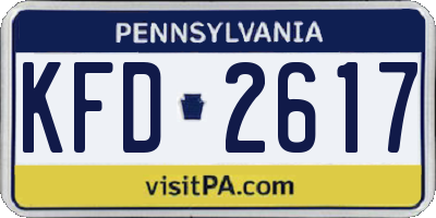 PA license plate KFD2617