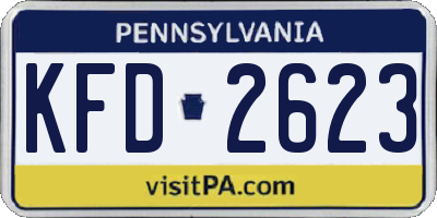 PA license plate KFD2623