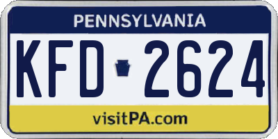 PA license plate KFD2624