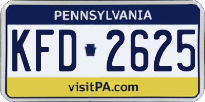 PA license plate KFD2625