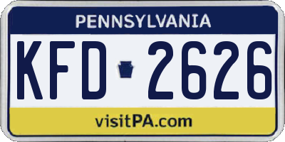 PA license plate KFD2626