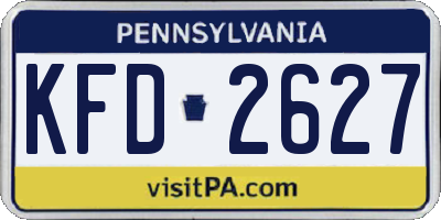 PA license plate KFD2627