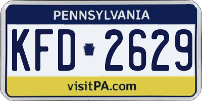 PA license plate KFD2629