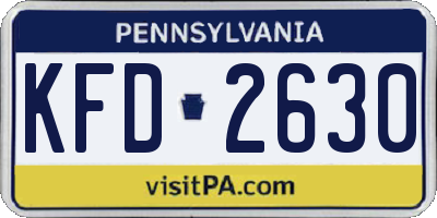 PA license plate KFD2630