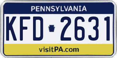 PA license plate KFD2631