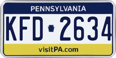 PA license plate KFD2634