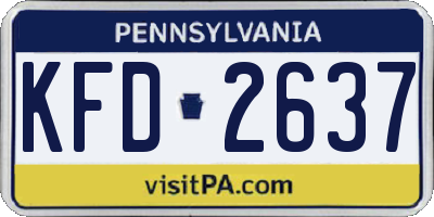 PA license plate KFD2637