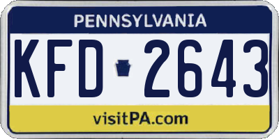 PA license plate KFD2643