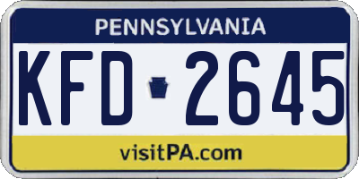 PA license plate KFD2645